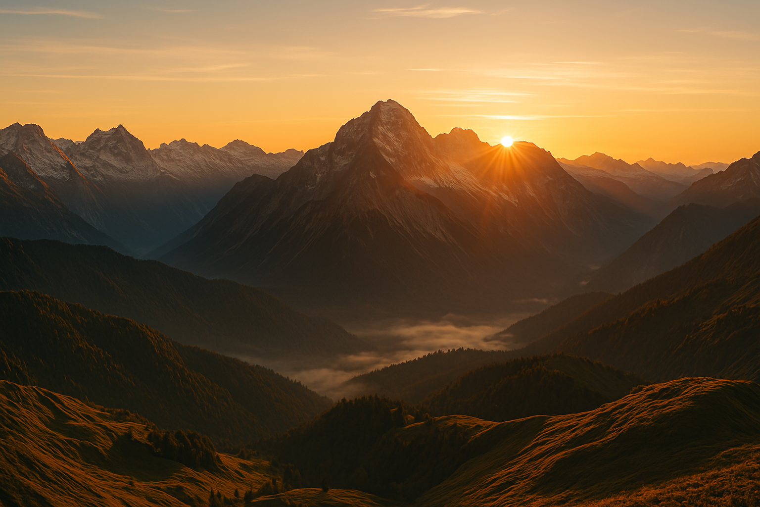 Alpenpanorama bei Sonnenaufgang